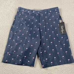 Walter Hagen Golf Chino Performance Shorts Men's 32 July Fourth Flag New